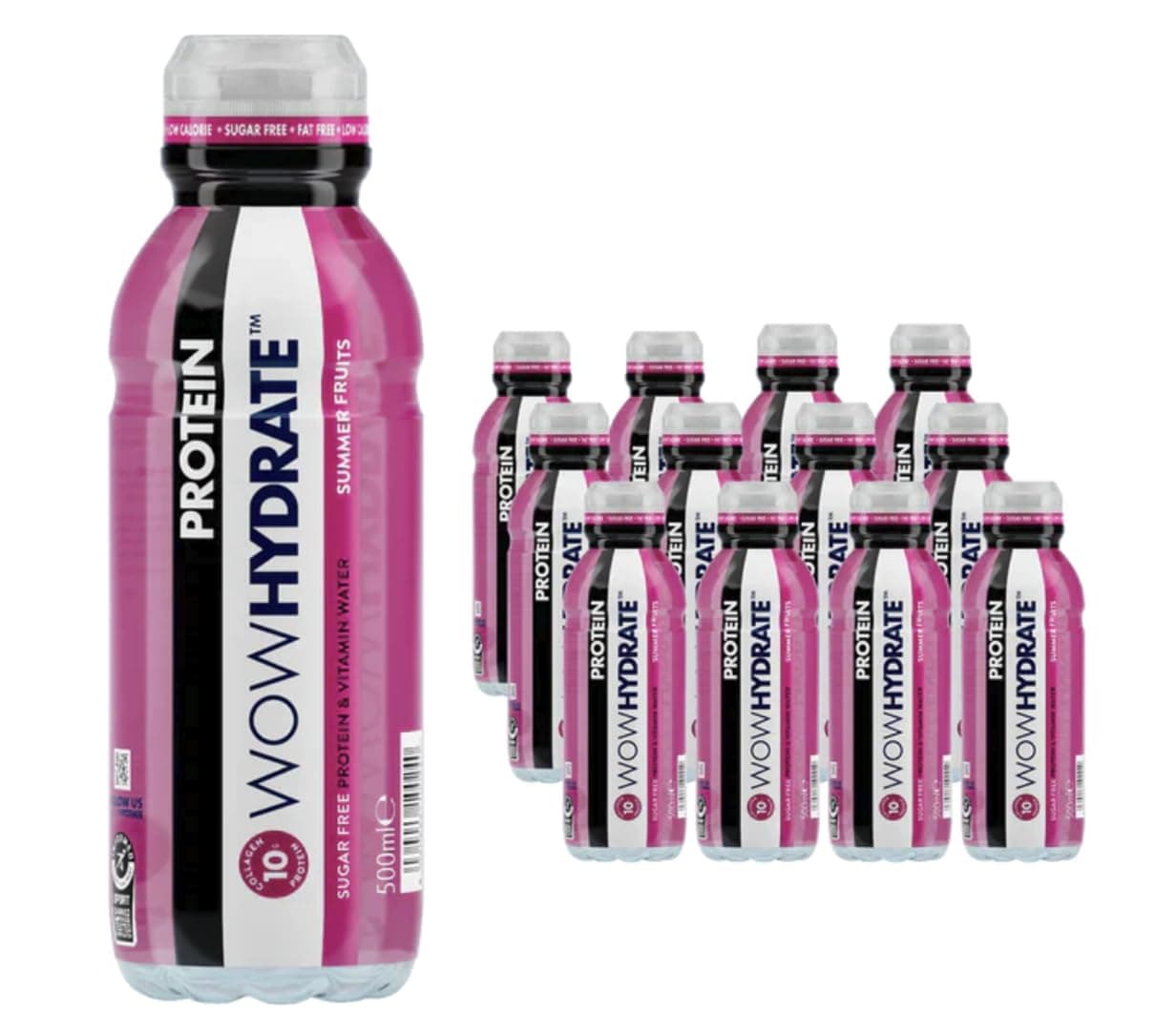 Wow Hydrate Protein Water 10g Summer Fruits 12X500ml
