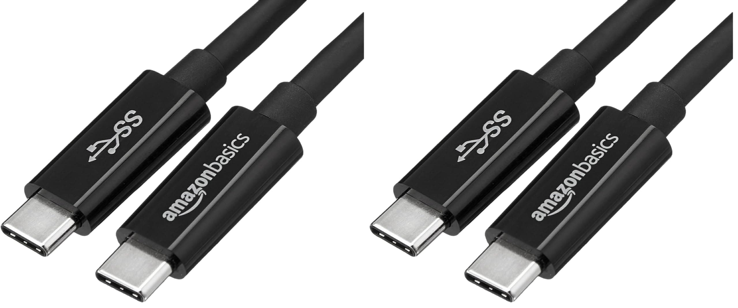 Amazon Basics USB Type-C to USB Type-C 3.1 Gen1 Adapter Charger Cable - 6 Feet (1.8 Meters) - Black (Pack of 2)