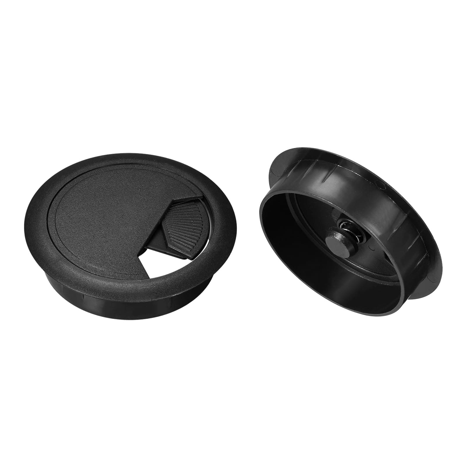 uxcell 2Pcs Cable Hole Cover 3 Inch/80 mm ABS Desk Cable Wire Cord Grommet Hole Cover for Office PC Desk Cable Cord Organizer, Black