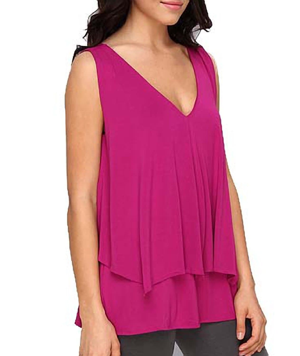 Lysse Women's Rayon Tiered Tunic Rouge LG