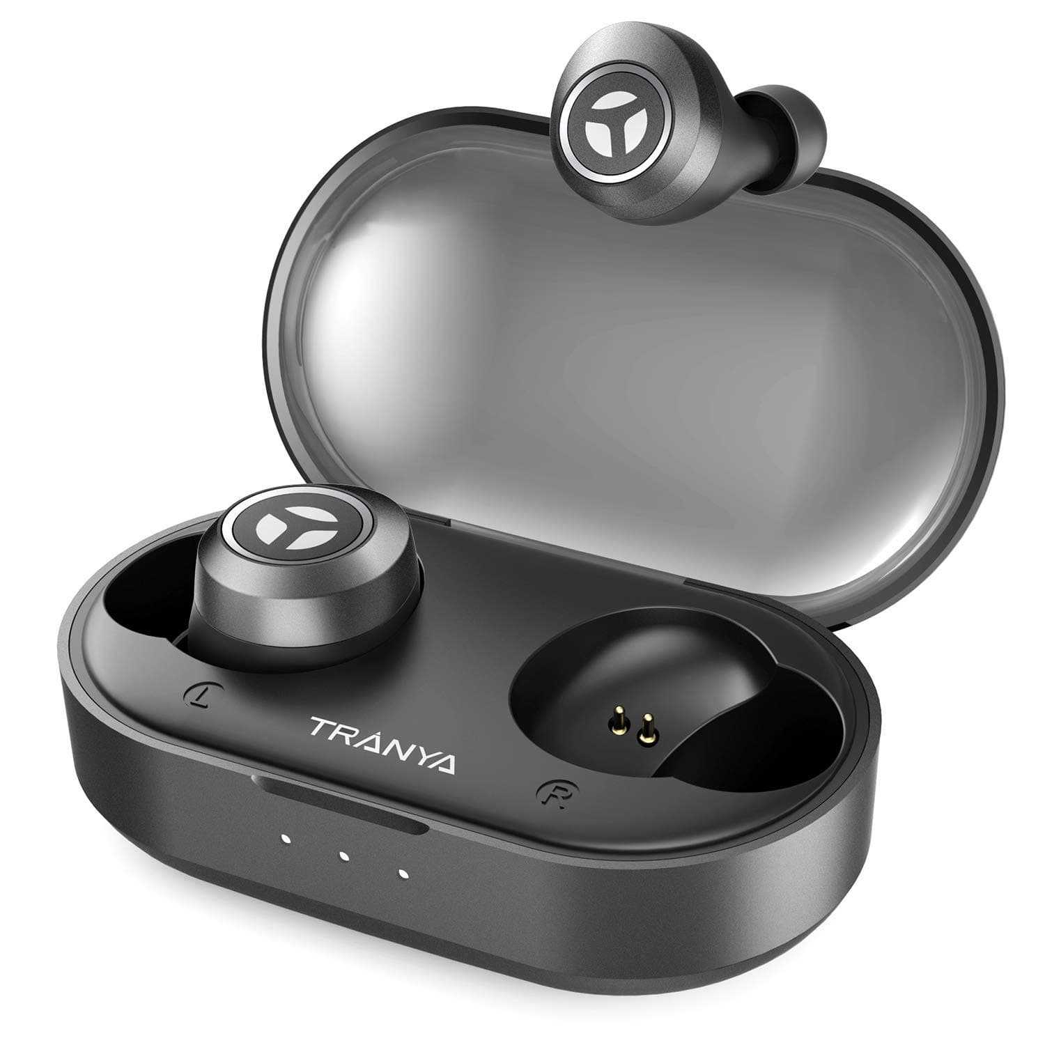 Tranya Bluetooth 5.0 Deep Bass True Wireless Headphones, T2 Sports Wireless Earbuds, 6-8 Hours continuous Play Time, 40 Hours Cycle Play Time, IPX5 Sweat Proof Earphones, Gift Box