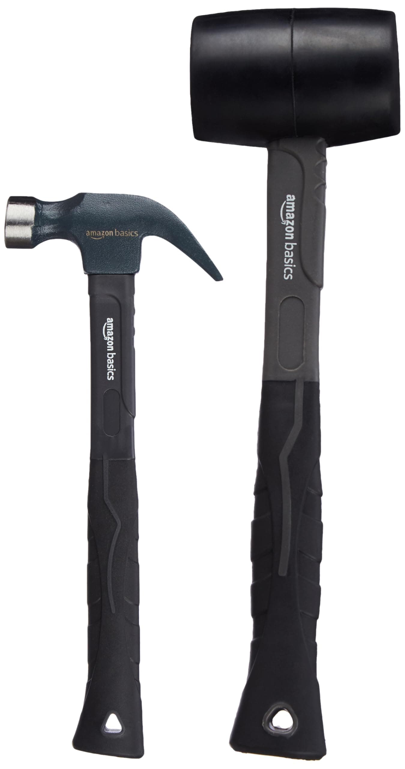 Amazon Basics Claw Hammer & Rubber Mallet Hammer | Fiberglass Handle 2 Pcs Set