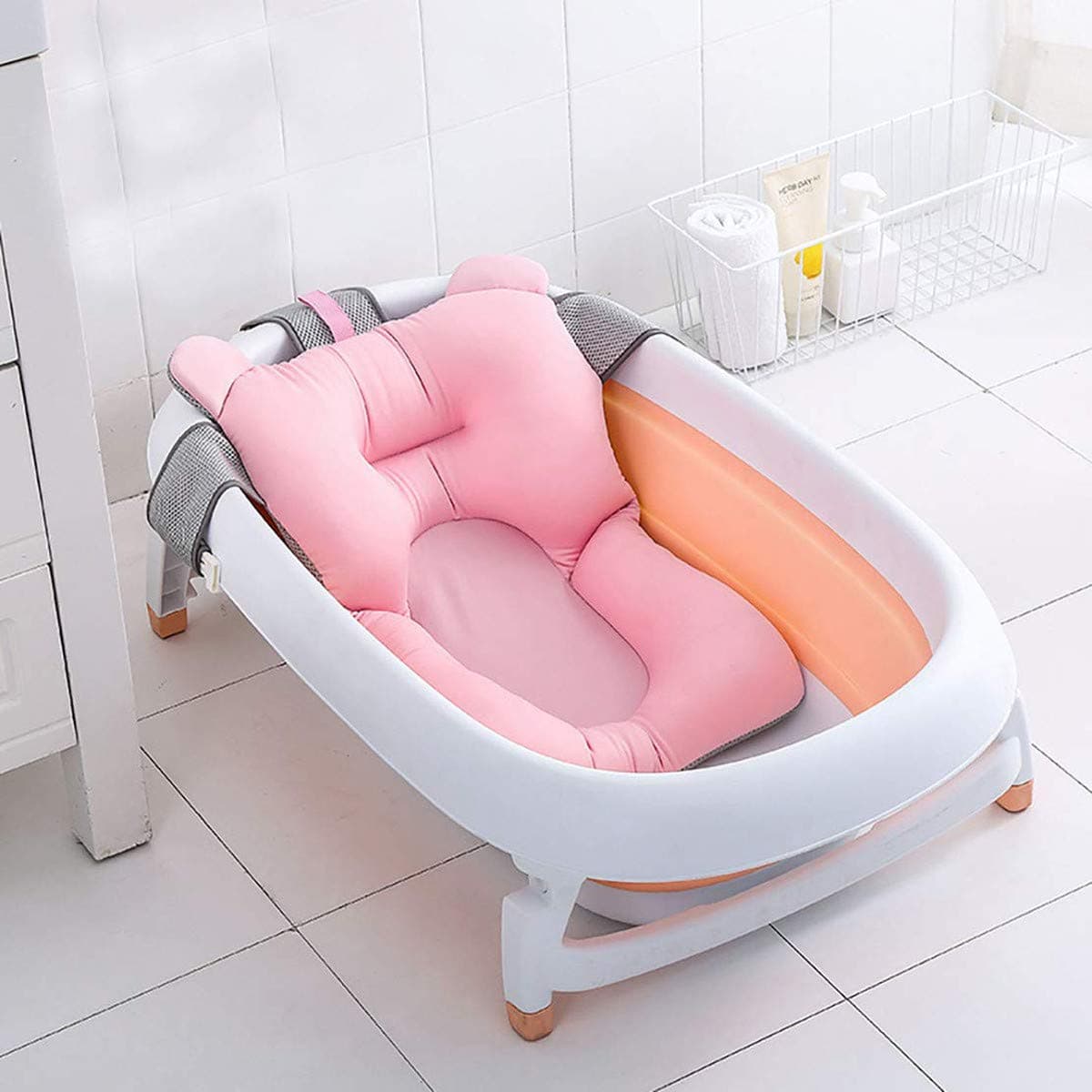 Baby Bather Infant Bath Pad, Floating Soft Baby Bath Pillow & Lounger Newborn Pad Tub Cushion