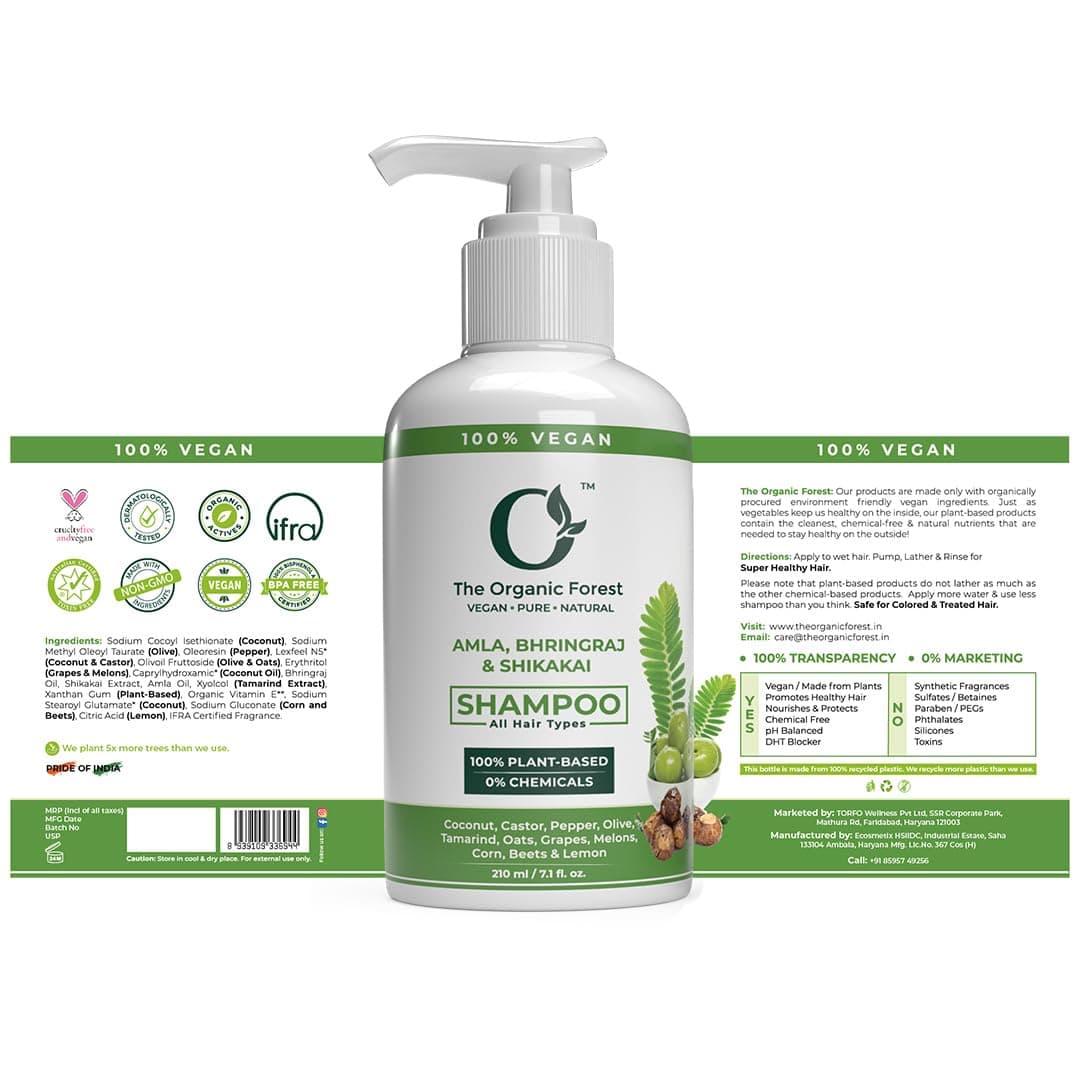 Amla, Bhringraj & Shikakai Shampoo | Hair Loss Shampoo | Hair Strengthening Shampoo | Nourishes Hair with Indian Ayurvedic Herbs | 210 ML