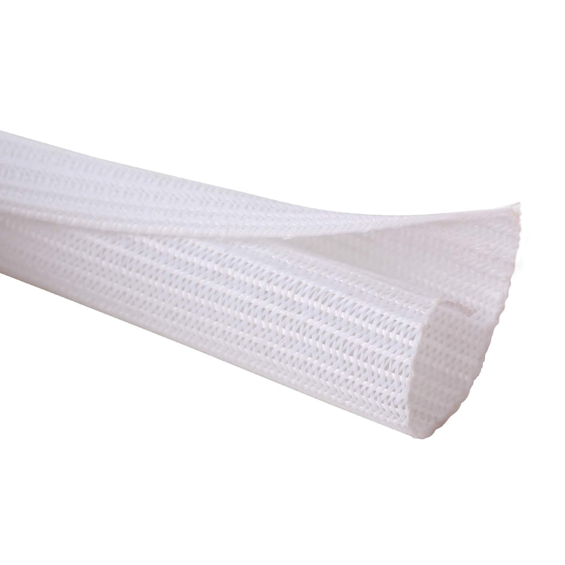 Alex Tech 10ft - 3/8 inch Cord Protector Wire Loom Tubing Cable Sleeve Split Sleeving for USB Cable Power Cord Audio Video Cable - Protect Cat from Chewing Cords - White