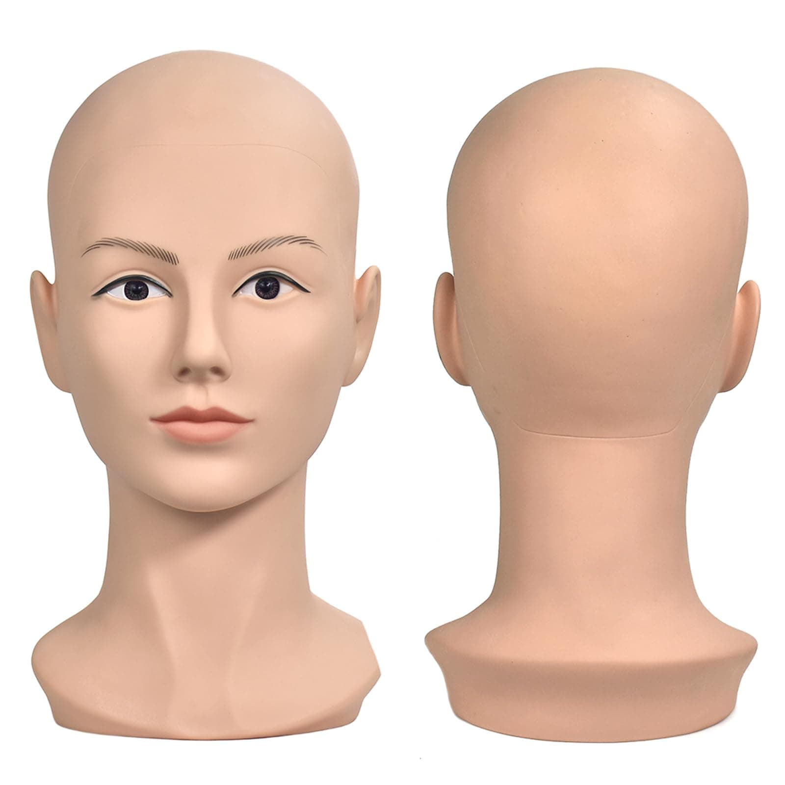 Female Life Size Bald Mannequin Head Professional Cosmetology for Wig Making, Display wigs, eyeglasses, hairs, T pins,with Free Clamp