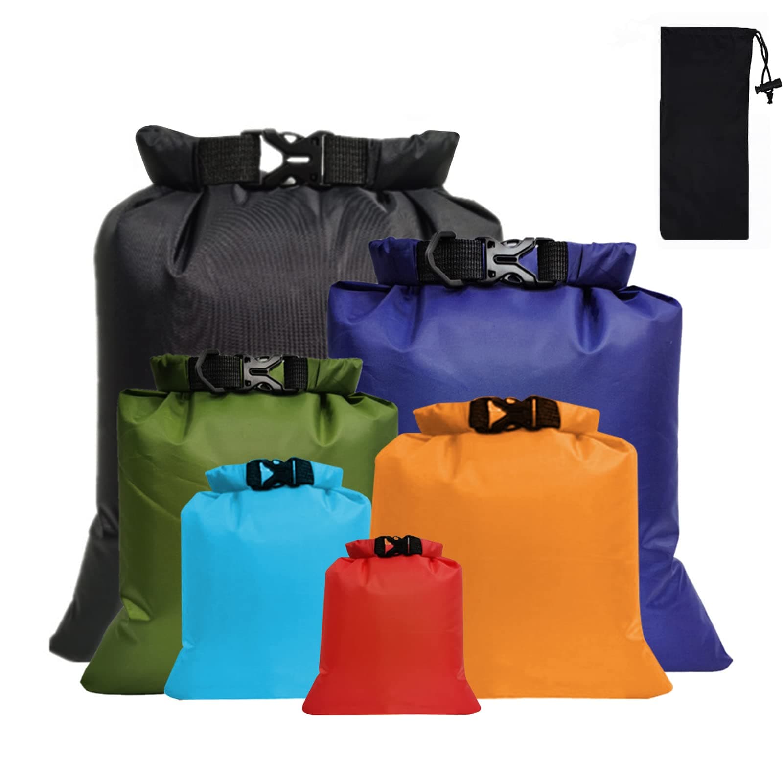 Waterproof Dry Bag Set 6 Pcs,Lightweight Drybag Canoe Bags with 1.5L, 2.5L, 3L, 3.5L, 5L, 8L Waterproof Bag for Kayaking Rafting Boating Hiking Camping Travel Backpacking
