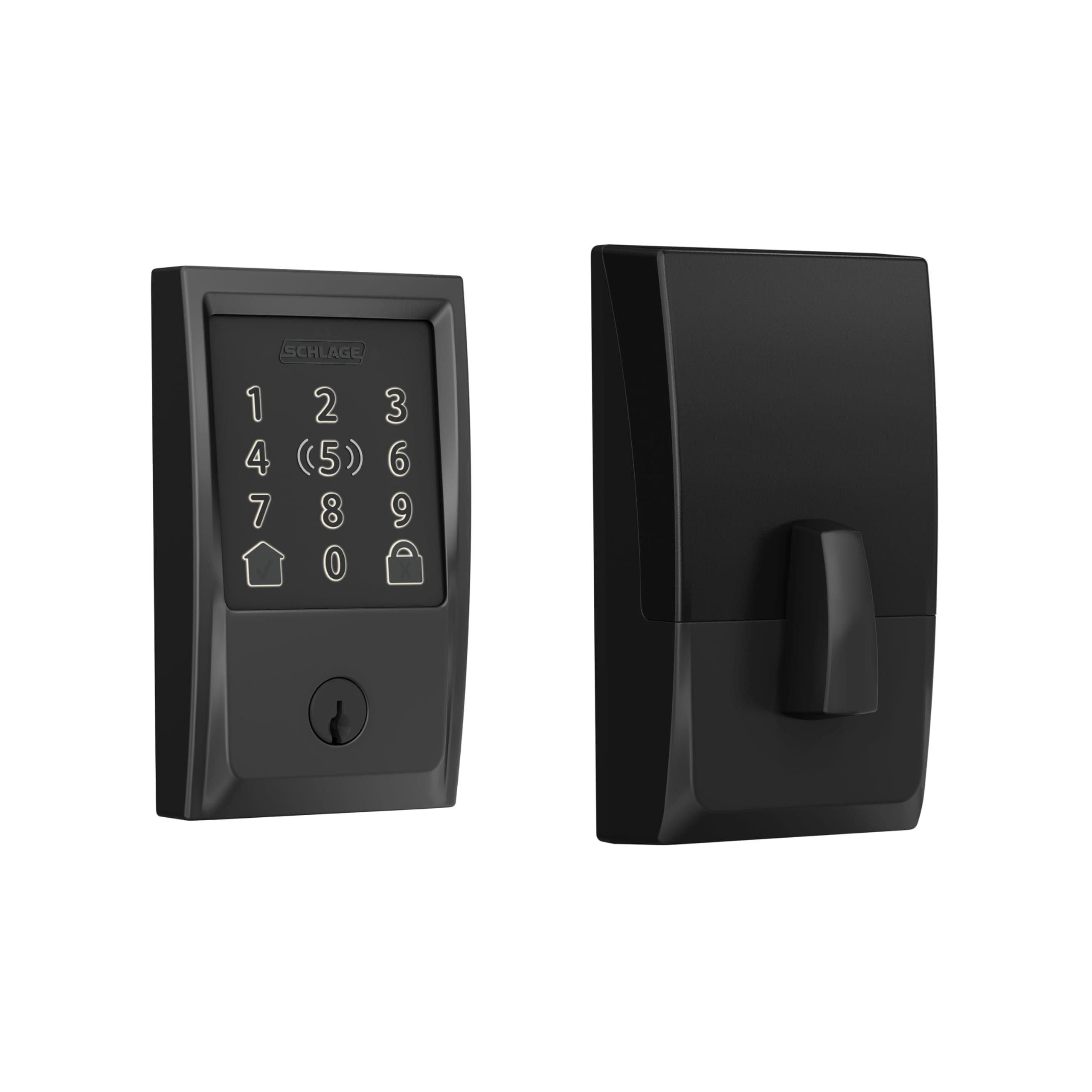 BE499WB CEN 622 Encode Plus WiFi Deadbolt Smart Lock with Apple Home Key, Keyless Entry Door Lock with Century Trim, Matte Black