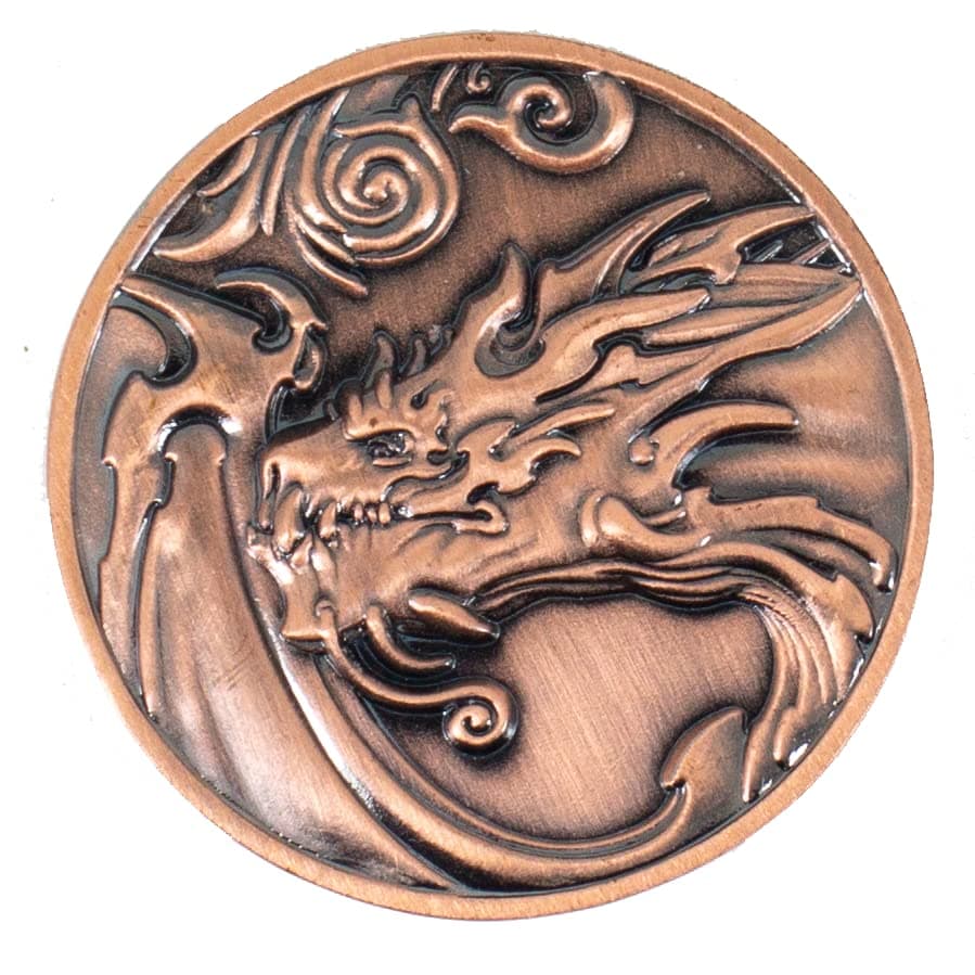 Paladin Roleplaying Dragon D2 Coin - Antique Bronze Color