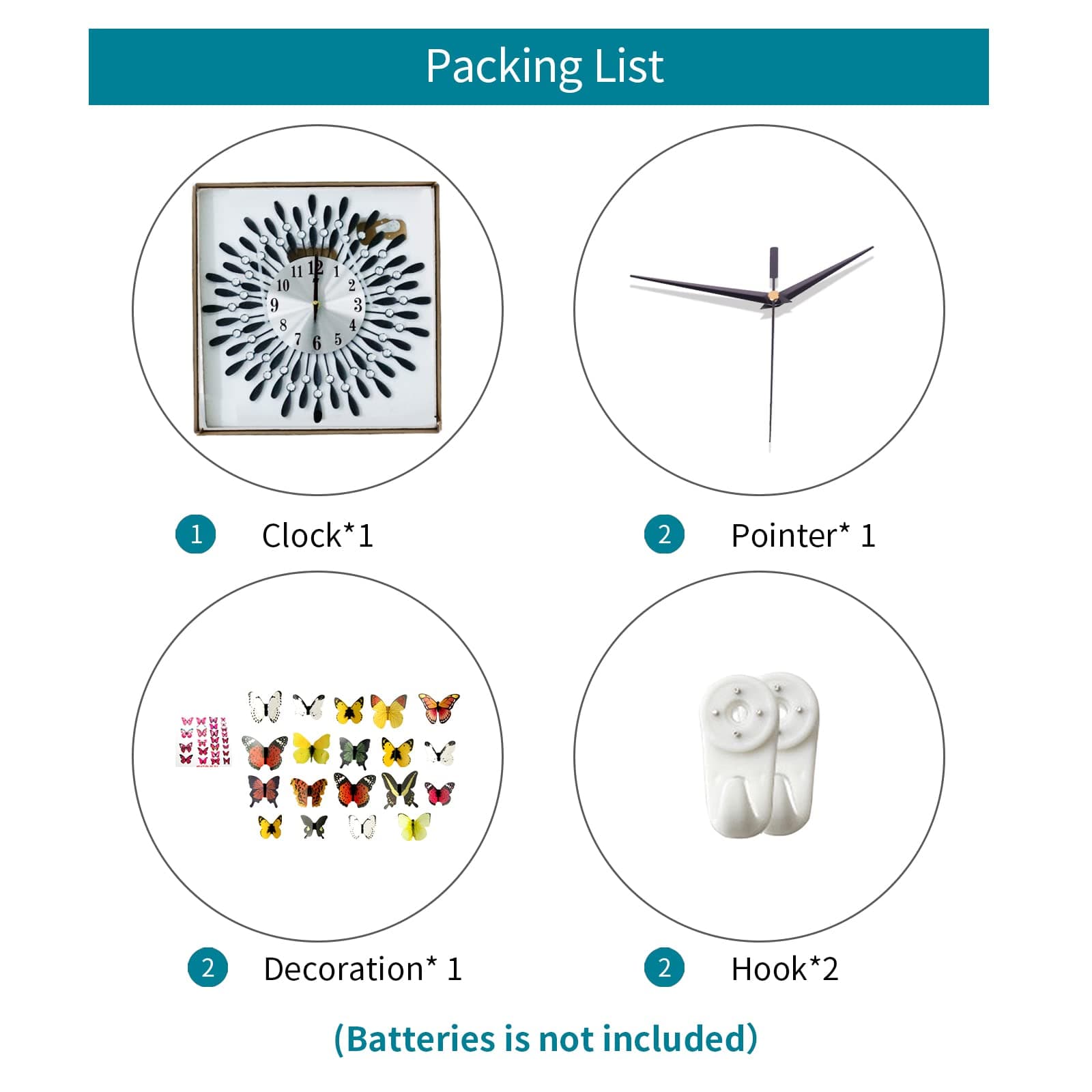 YIJIDECOR Wall Clocks for Living Room Decor Large Wall Clocks Battery Operated Silent Non-Ticking for Bedroom Kitchen Office Home Decorative 14 Inches Small Round Metal Black Crystal Wall Watch Clock