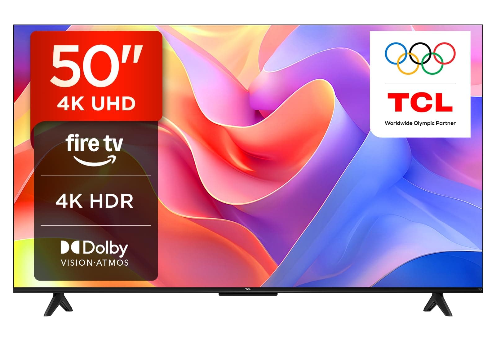 TCL 50PF650K 50-inch 4K Ultra HD, HDR TV, Smart LED Fire TV (Dolby Vision, Dolby Atmos, DTS, HDR 10, Alexa built-in, Airplay2, Miracast)
