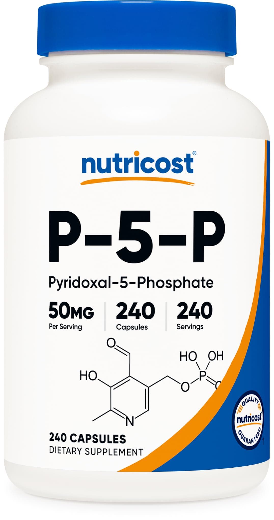 Nutricost P5P Vitamin B6 Supplement, 50 mg, 240 Capsules Pyridoxal-5-Phosphate - Non GMO and Gluten Free