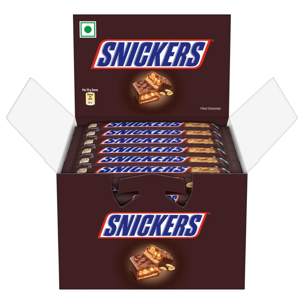 Snickers Peanuts Chocolate Bar Filled with Delicious & Nutritious Roasted Peanuts, Nougat and Caramel, Nutty Chocolate Treat for Sharing - 22g, 32pcs, 25oz