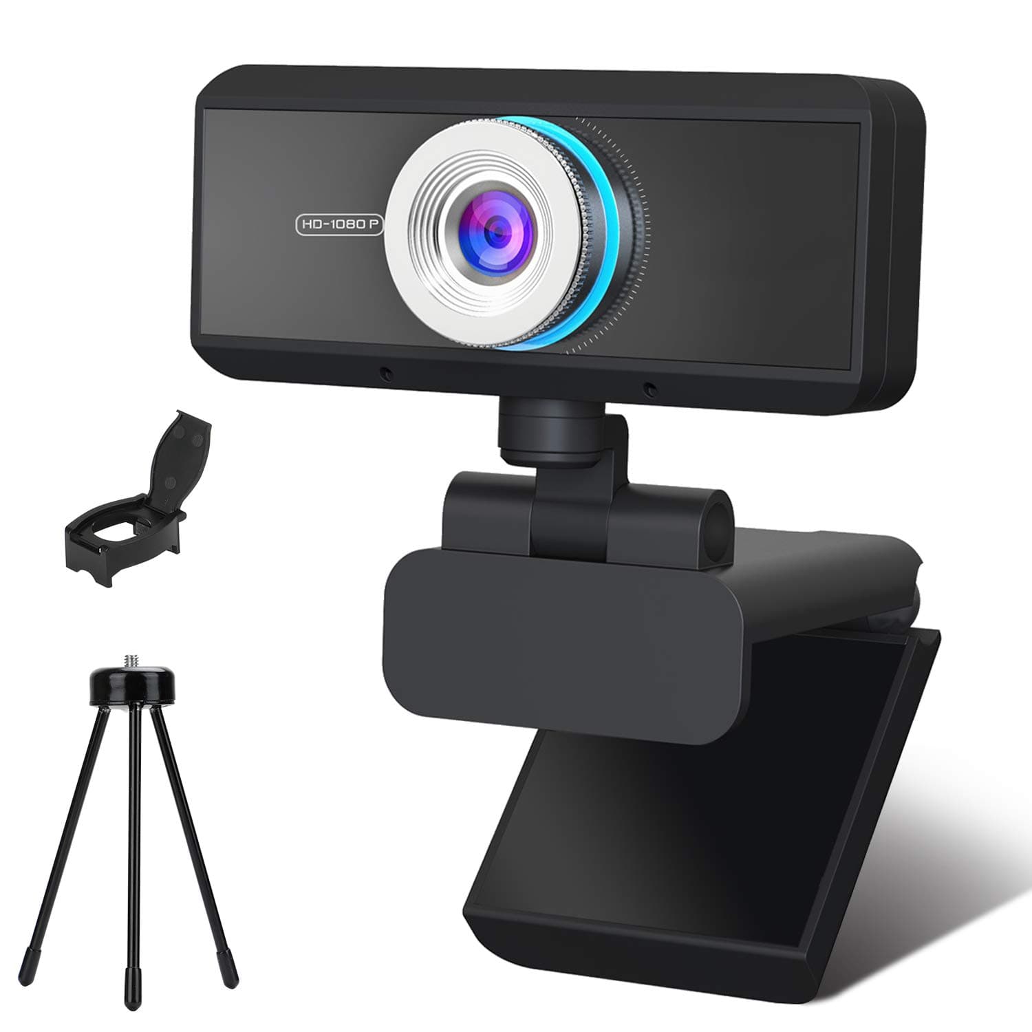 KKUYI Webcam with Microphone for Desktop 1080P HD USB Web with Privacy Cover and Tripod - Laptop PC Computer Camera for Recording,Calling,Conferencing,Streaming,Gaming,AutoFocus 3D Noise Reduction