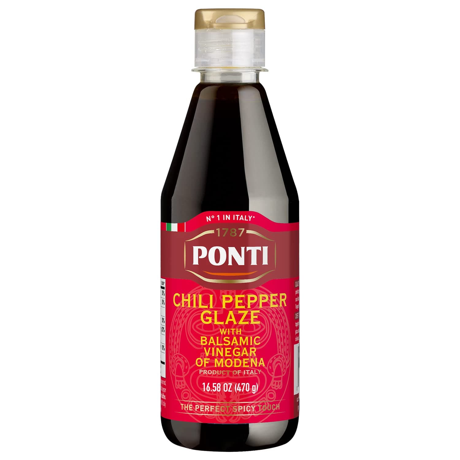 Ponti Chef Chili Pepper Balsamic Vinegar Glaze – Bold heat of Chili Peppers Balsamic Glaze Drizzle with Rich Sweetness - dipping sauce for appetizers - Excellent on pizzas and fried foods - 16.58 OZ