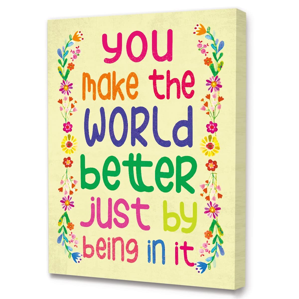 You Make The World Better Inspirational Quotes Motto Framed Canvas Wall Art Gifts for Women Girls Friends Sister,Motivational Canvas Prints Framed Wall Art for Home bedroom Living Room Wall Decor