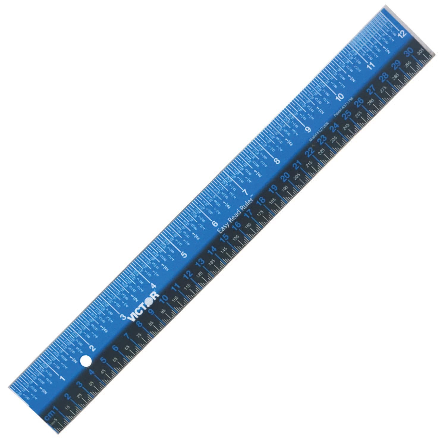 Victor Easy Read Stainless Steel Ruler, Standard/Metric, 12" Long, Blue