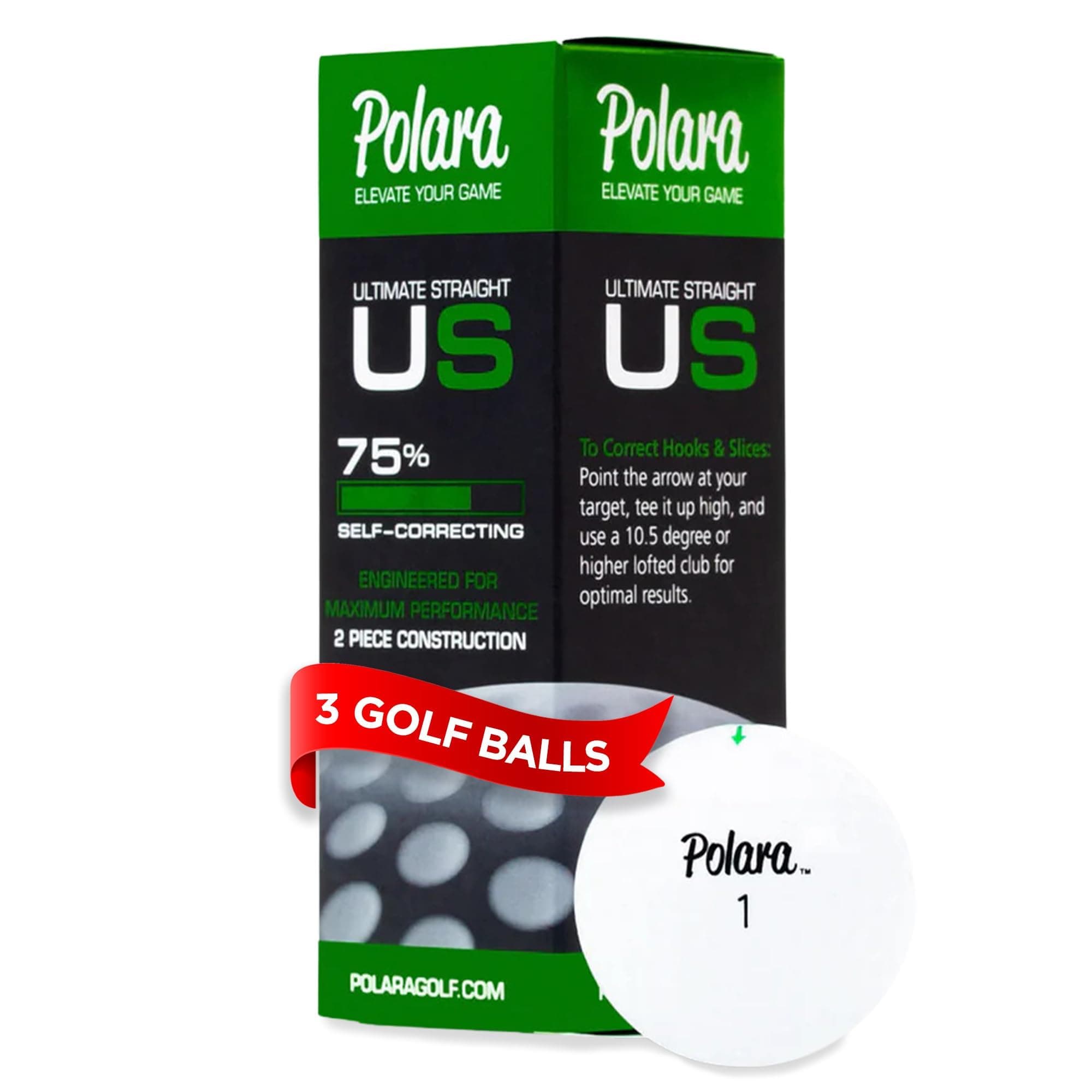 Polara Ultimate Straight Self Correcting Single Sleeve 3 Golf Balls