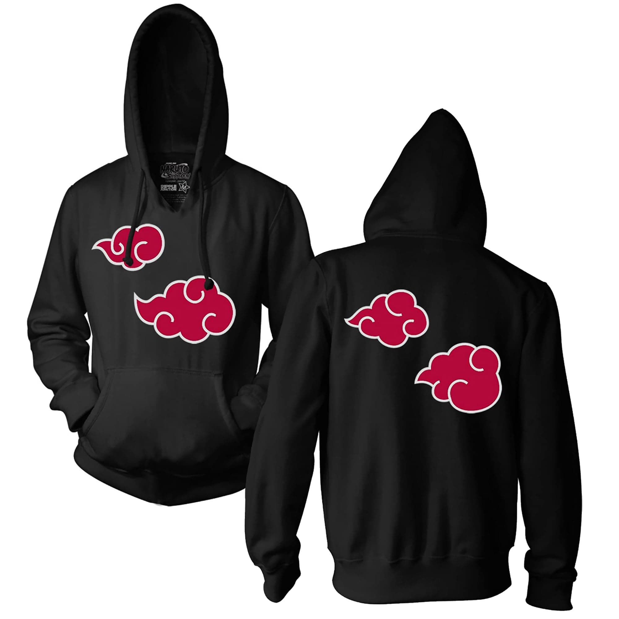 Ripple JunctionNaruto Shippuden Big Akatsuki Clouds Anime Pull Over Fleece Hoodie Officially Licensed
