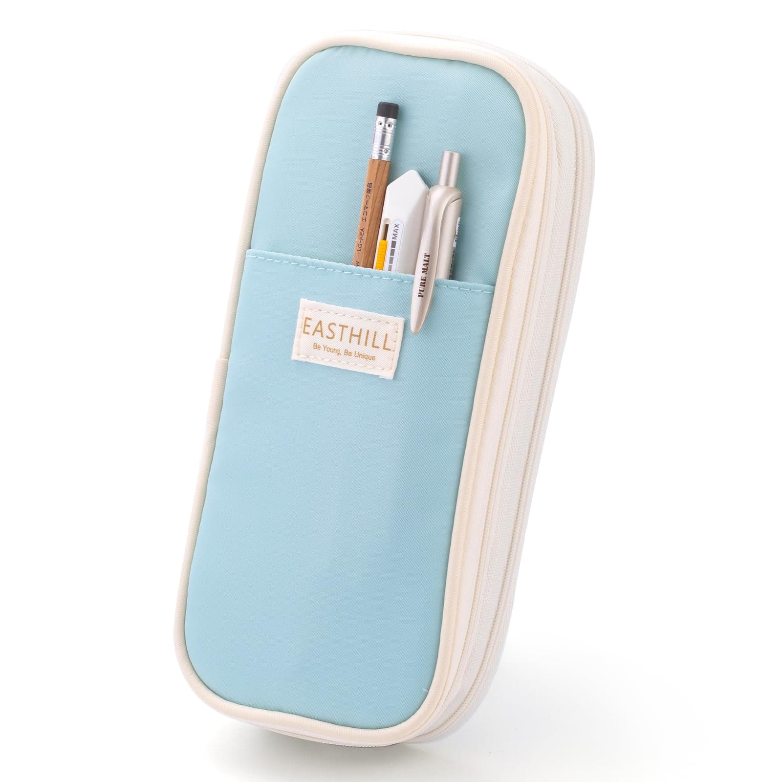 Big Capacity Pencil Case Large Pencil Pouch Stationery Pen Bag for Teen Girls-Blue