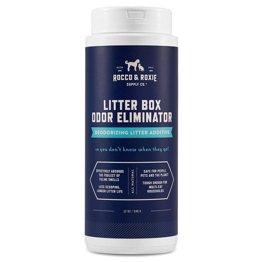 Rocco & Roxie Litter Box Odor Eliminator, Best Natural Urine Deodorizer, Cat Box Deodorizer, Smell Control, Odor Absorber, Safe for Kitty, 12 oz