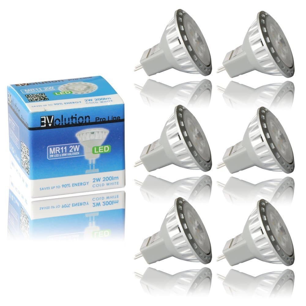 6 x MR11 with SMD LED Spotlight MR11 GU4 / 12V 2W Blanc froid GU 4 Petite Mini Spot Ampoule 5800?6800 K