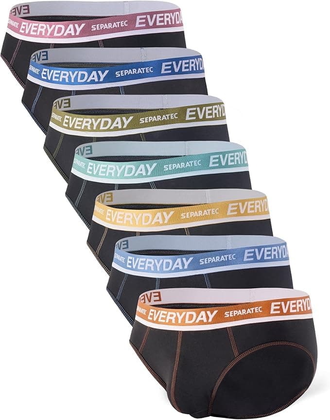 Separatec Men's Underwear Briefs with Dual Pouch,Covered Waistband,Tagless,Soft&Breathable Cotton Underwear for man,7-Pack