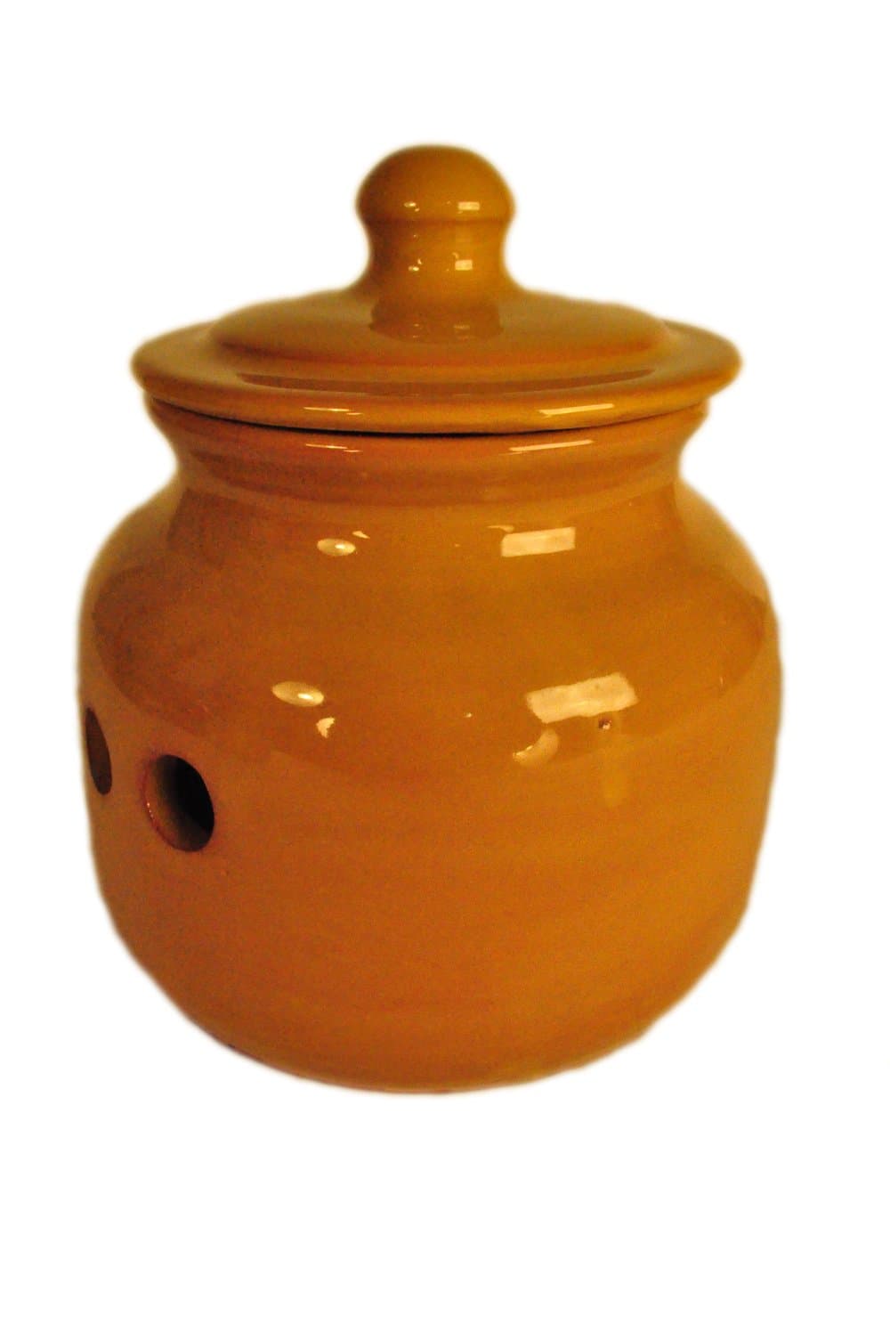 Hand Made Pottery Garlic Pot, Dijon Honey