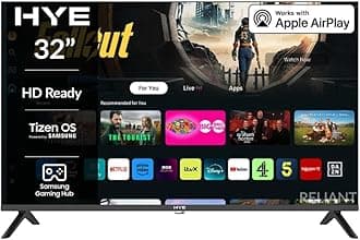 – HYE TV - Smart TV, 32" Screen Size, HD Ready Resolution, Apple AirPlay, Samsung Tizen OS & Gaming Hub, Versatile Connectivity, Black, Perfect For Streaming, Gaming & Entertainment - 32HDS1008