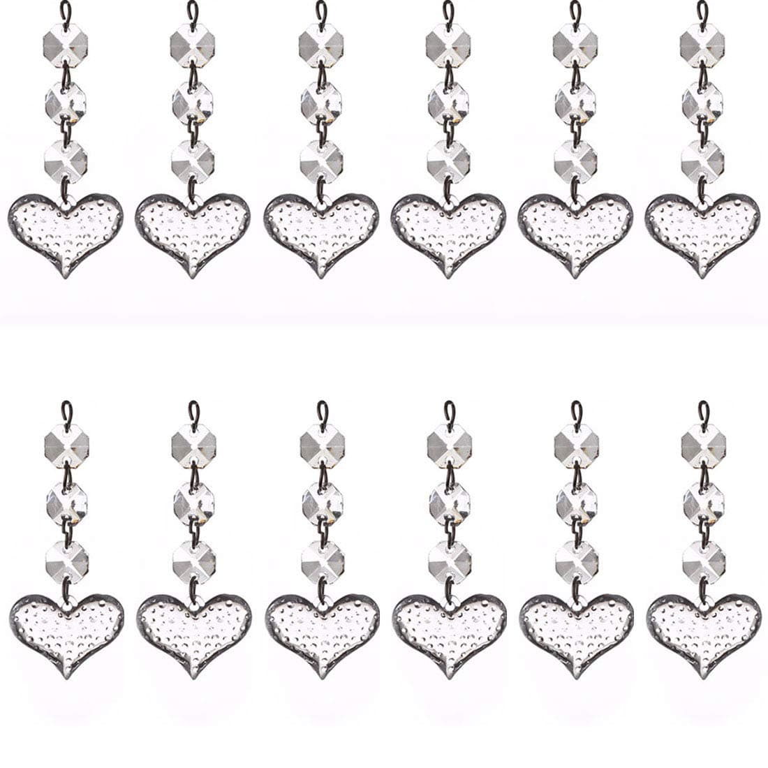 30pcs Chandelier Hanging Acrylic Crystal Beaded Strands Chain, Diamond Beads Tree Garland for Wedding, Christmas, Party Decorations, Lighting Drops, Ceiling Light Pendants Supplies (Polka Dot Heart)