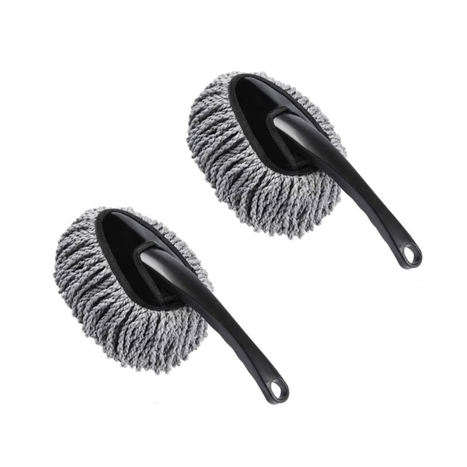 TimNas 2 PCS Microfiber Car Duster, Car Removable Wax Brush, Soft Scratch Free Dashboard Cleaning Brush, Car Inside Outside Detail Brush, Universal for Car Vents Computer Home Cleaning Tool (Gray)