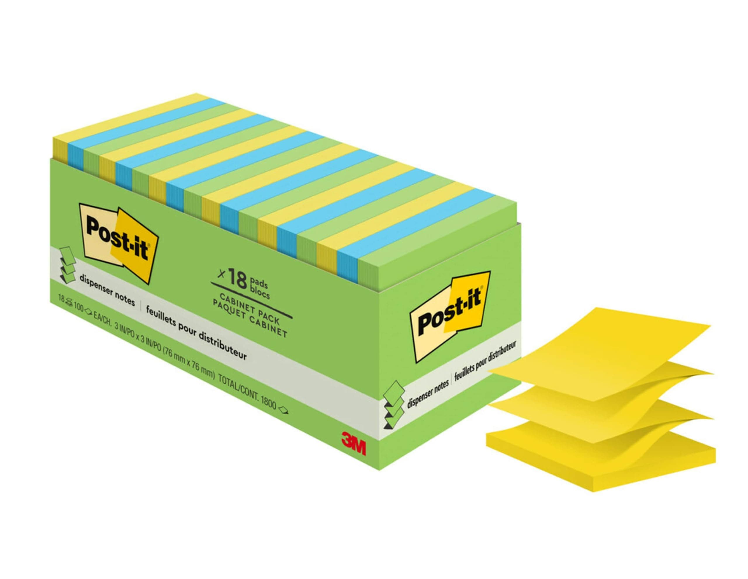 Notes, 3x3 in, 18 Pads, America's #1 Favorite Sticky Notes, 100 Sheets/Pad, Floral Fantasy Collection, Bold Colors, Recyclable