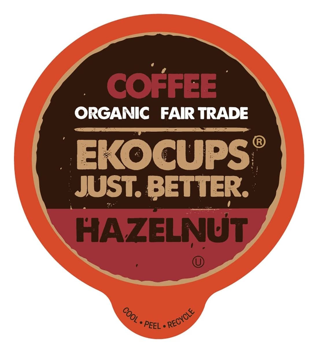 EKOCUPS Organic Hazelnut Flavored Coffee Pods, Artisan Fair Trade, Hazelnut Coffee for Keurig K Cup Machines, Recyclable Pods, 40 Count