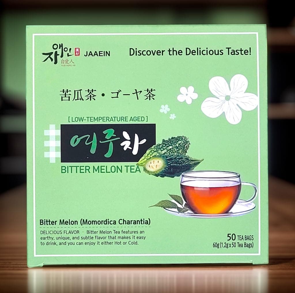 Bitter Melon Tea Natural Pure Korean Gohyah Fruit Tea Ampalaya Karela Leaves No Sugar, Caffeine Free, Gluten Free, Vegan, Low Temperature Aged (50 Tea Bags) Product of KOREA