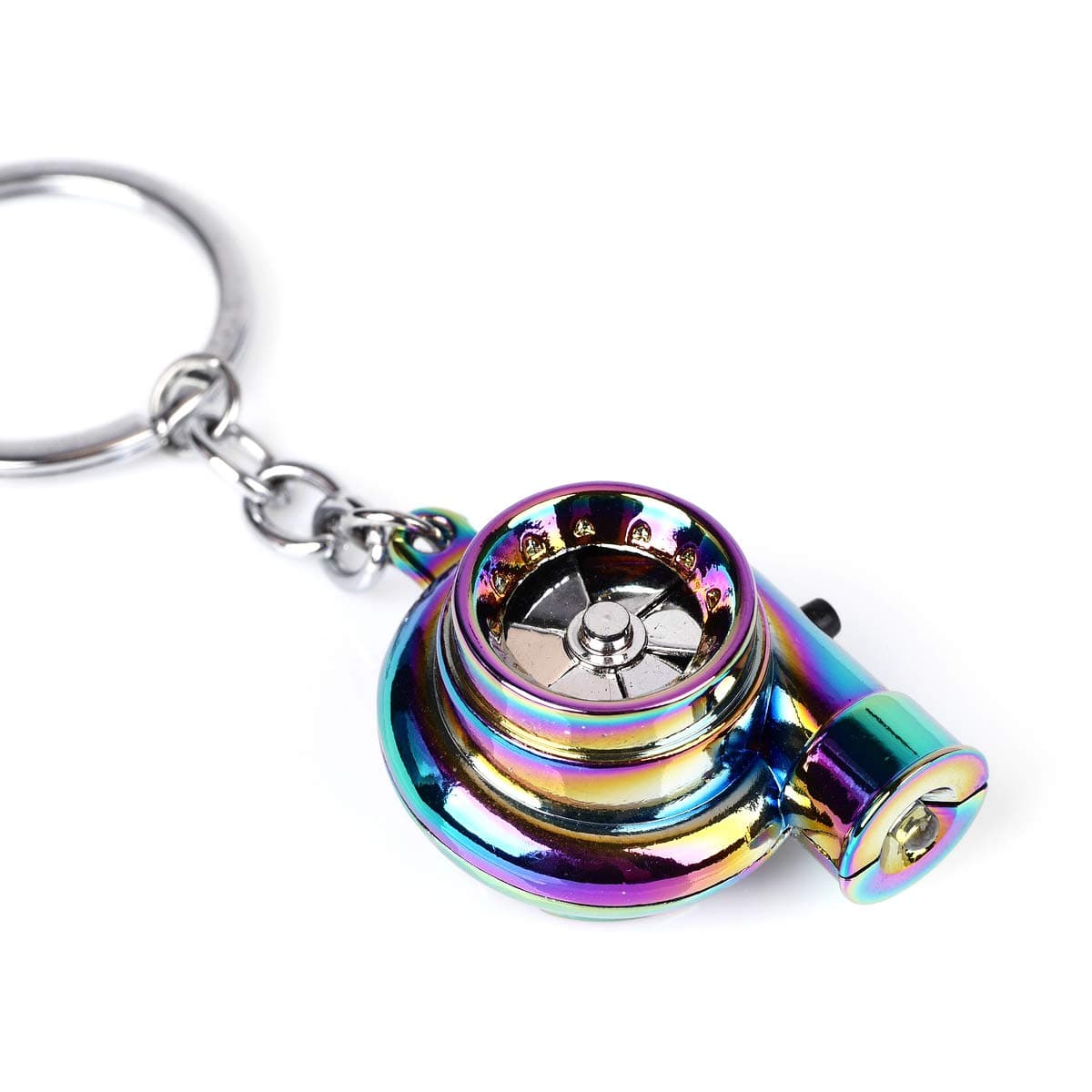 Neo Turbo Keychain Mini Keyring Rainbow LED BOV Sound Turbocharger Car Drift