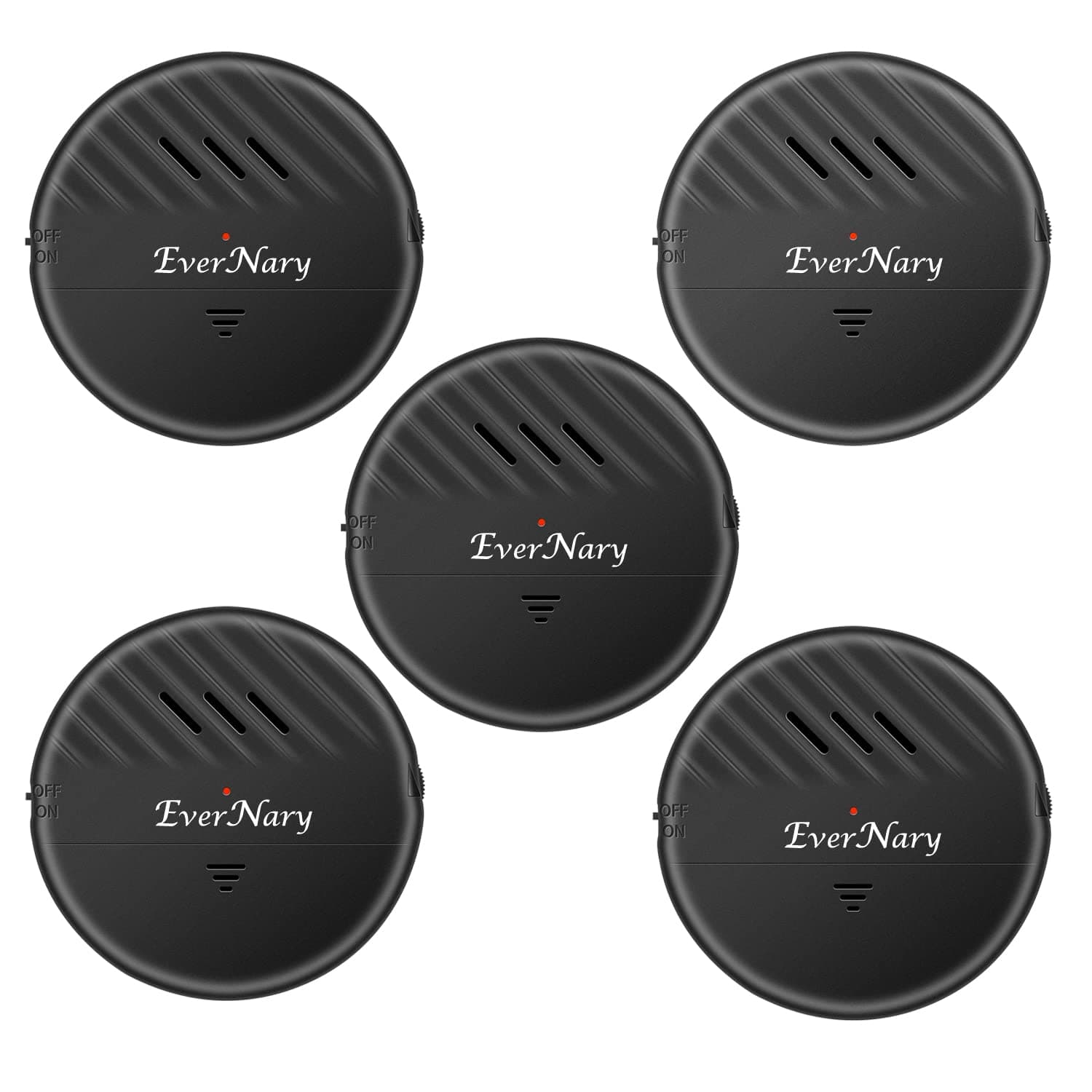 EverNary Window Vibration Alarm,5Pack-125dB Loud Ultra-Slim Anti-Theft Alarm for Door and Window Glass Break Sensor Alert with Adjustable Sensitivity (5, Black)