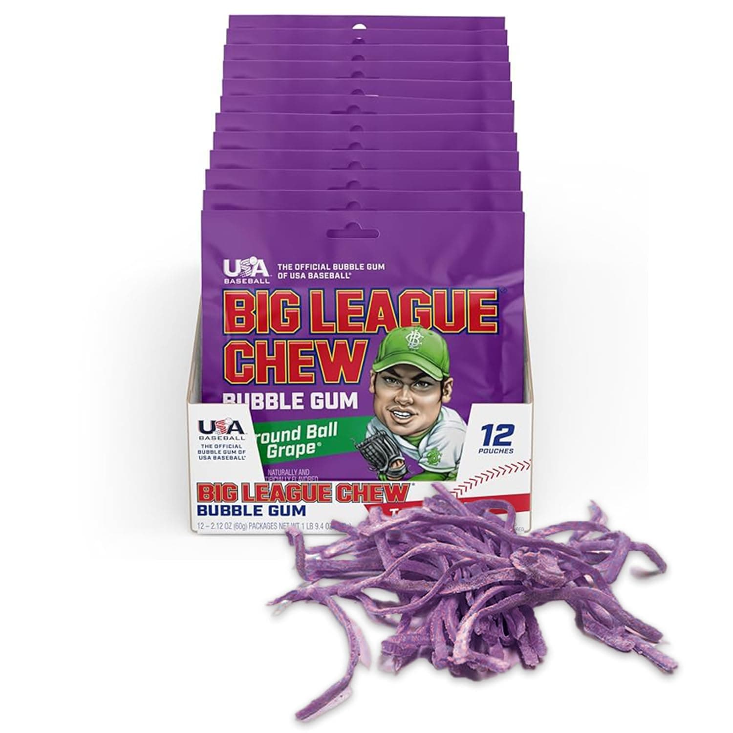 Big League Chew Ground Ball Grape Bubble Gum 60 g