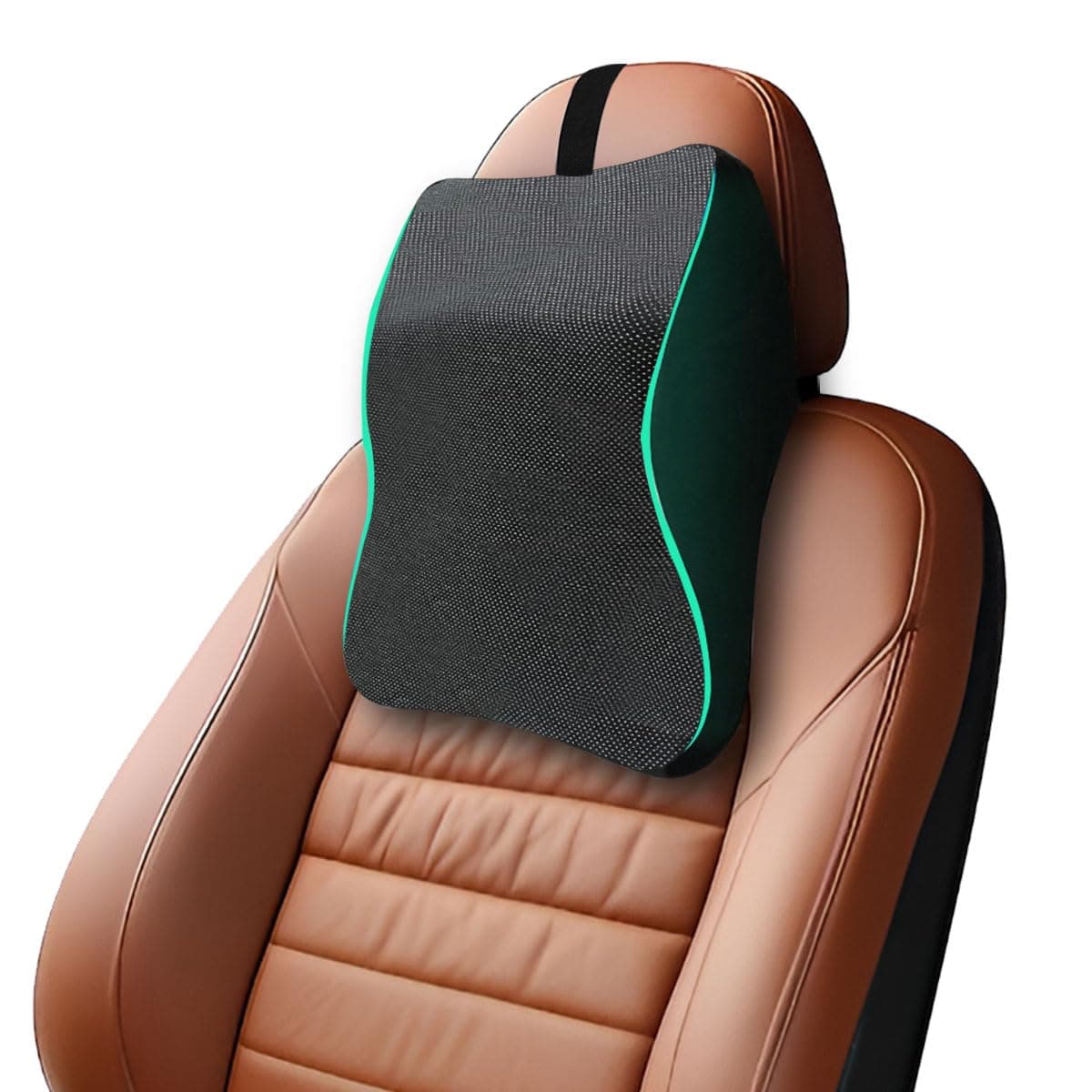 Trajectory Car Headrest New Black Dot Memory Foam for Orthopedic Neck Pain Relief During Travel and Office Use. Washable Cover. Suitable for Men and Women.