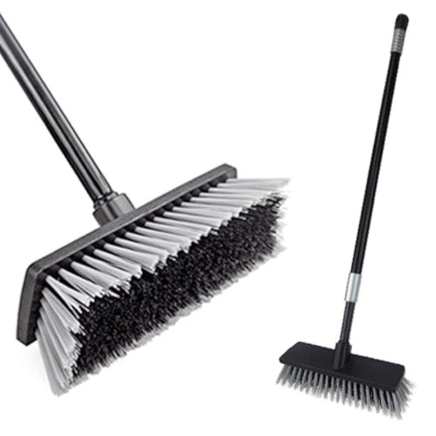 - Floor Scrubbing Brush Stiff Bristles with 49.6 inches Telescopic Long Handle, Yard Brush Concrete Broom for Cleaning Garden, Patio Bathroom, Kitchen, Garage, Deck, Tile, Marble, Stone, Wood Floors