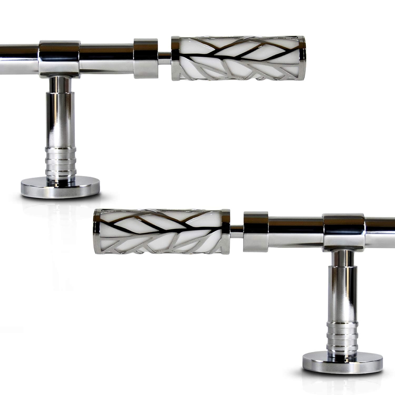 GCurtain 3/4 inch Diameter Adjustable Steel Single Curtain Rods for Window, 26 to 28 inch, Decorative White Branch Mirror Finish