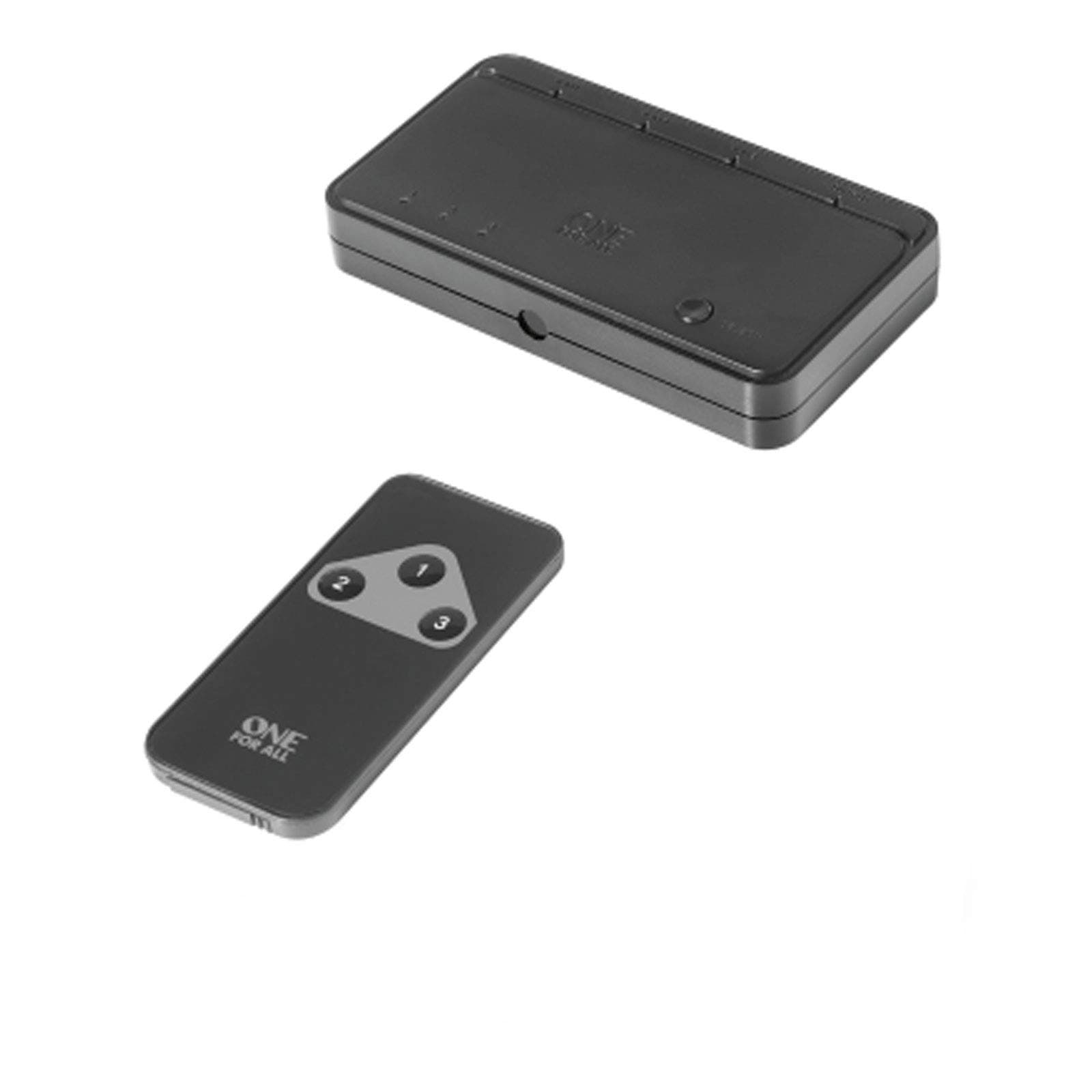 One for All SV1630 Smart HDMI Switch - up to 3 HDMi Devices - Black