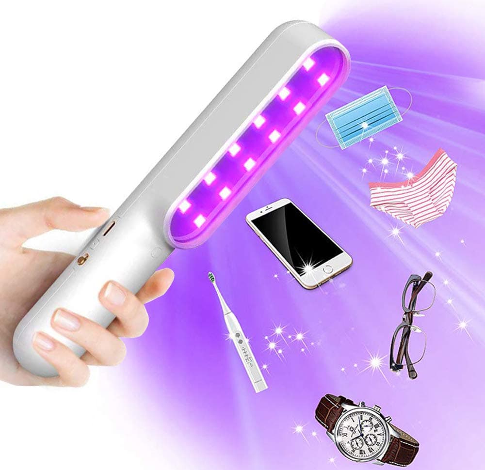 2022UV Disinfection lamp UV-C Light Sanitizer Wand Antibacterial Rate 99.9% Portable UV lamp sterilizer USB with Battery Portable Suitable for Home Office Travel Hotel (White)