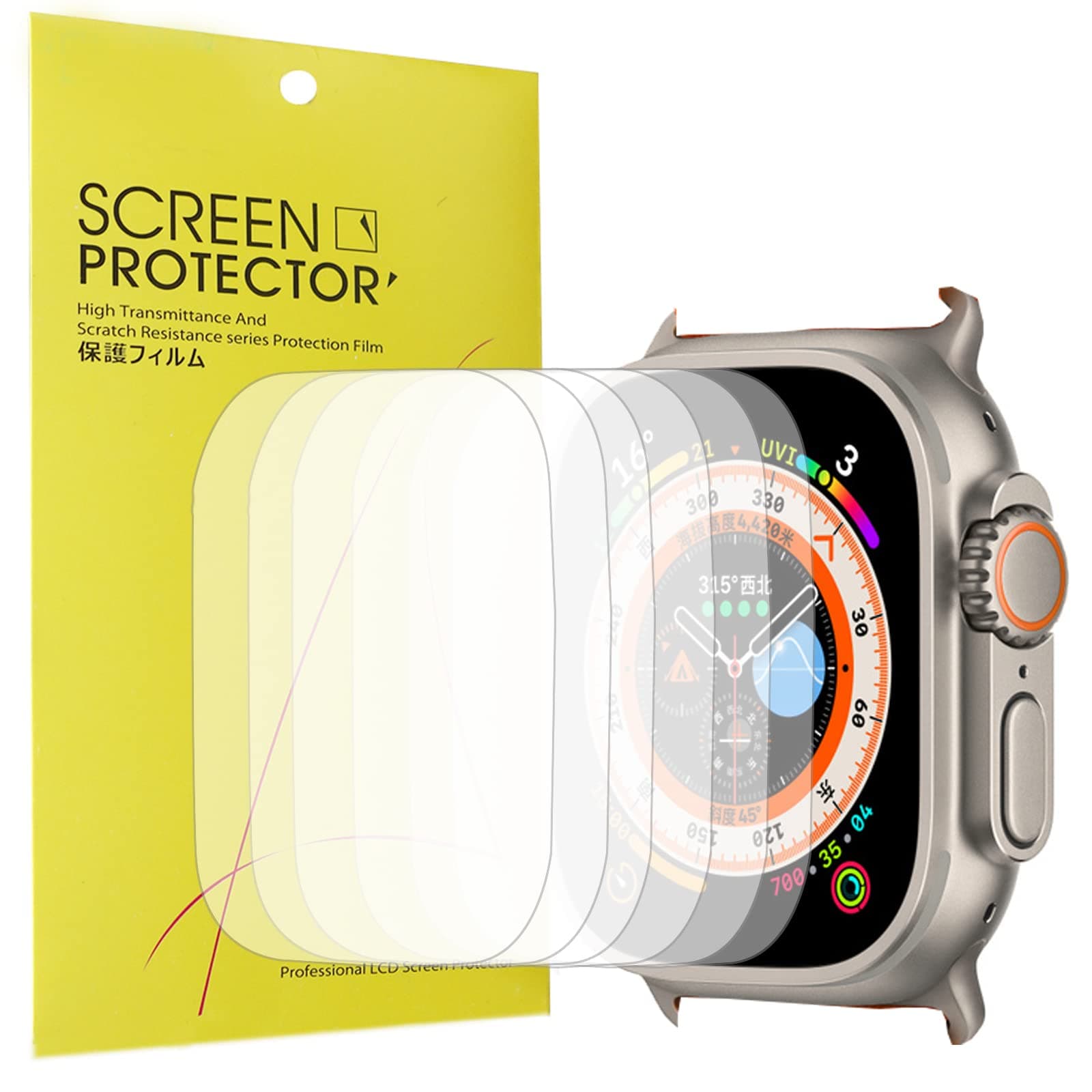 Compatible for Apple Watch Ultra Screen Protector with Case, ceston (3+1Pack) TPU Film Full Coverage + Soft TPU Protective Case Compatible for Apple Watch Ultra 49mm