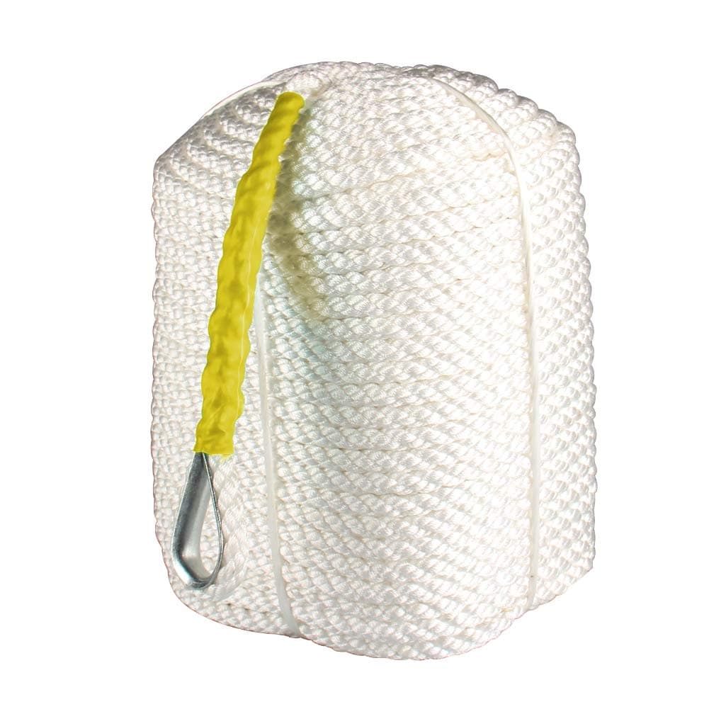 BANG4BUCK 3/4 inch 200 Feet Nylon Anchor Rope, Solid Three Strand Braid Twisted Dock Line with Thimble for Boat Sailboat Sled Line, 12592 lbs Breaking Strain