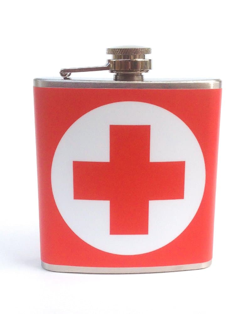 The Life Imagined First Aid Red Stainless Steel Flask, 6-Ounce