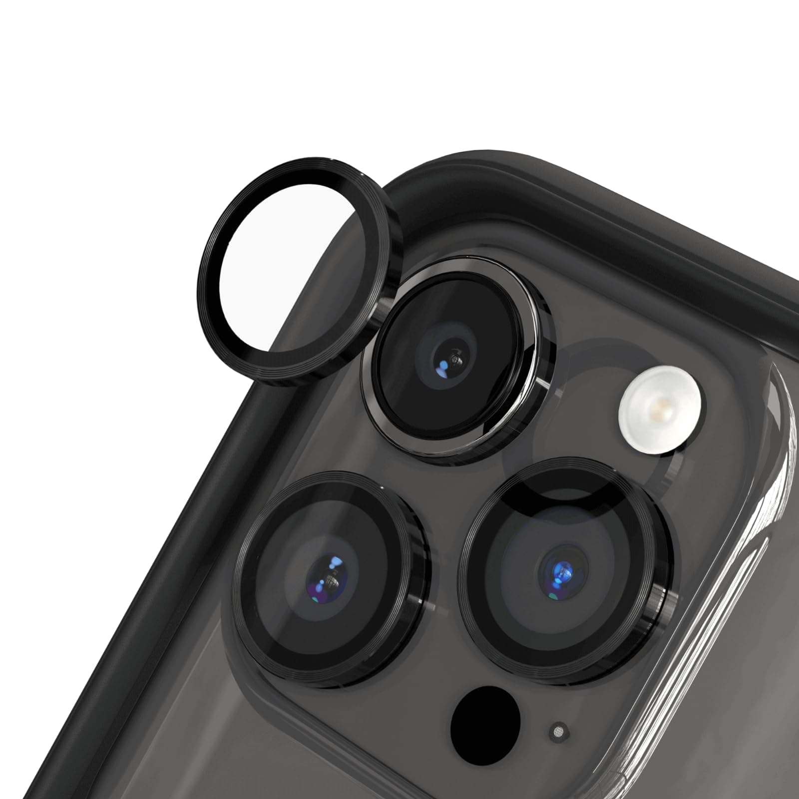 RhinoShield Camera Lens Protector Compatible with [iPhone 15 Pro/15 Pro Max] Impact Protection-High Clarity and Scratch/Fingerprint Resistant 9H Tempered Glass with Aluminum Trim-Black