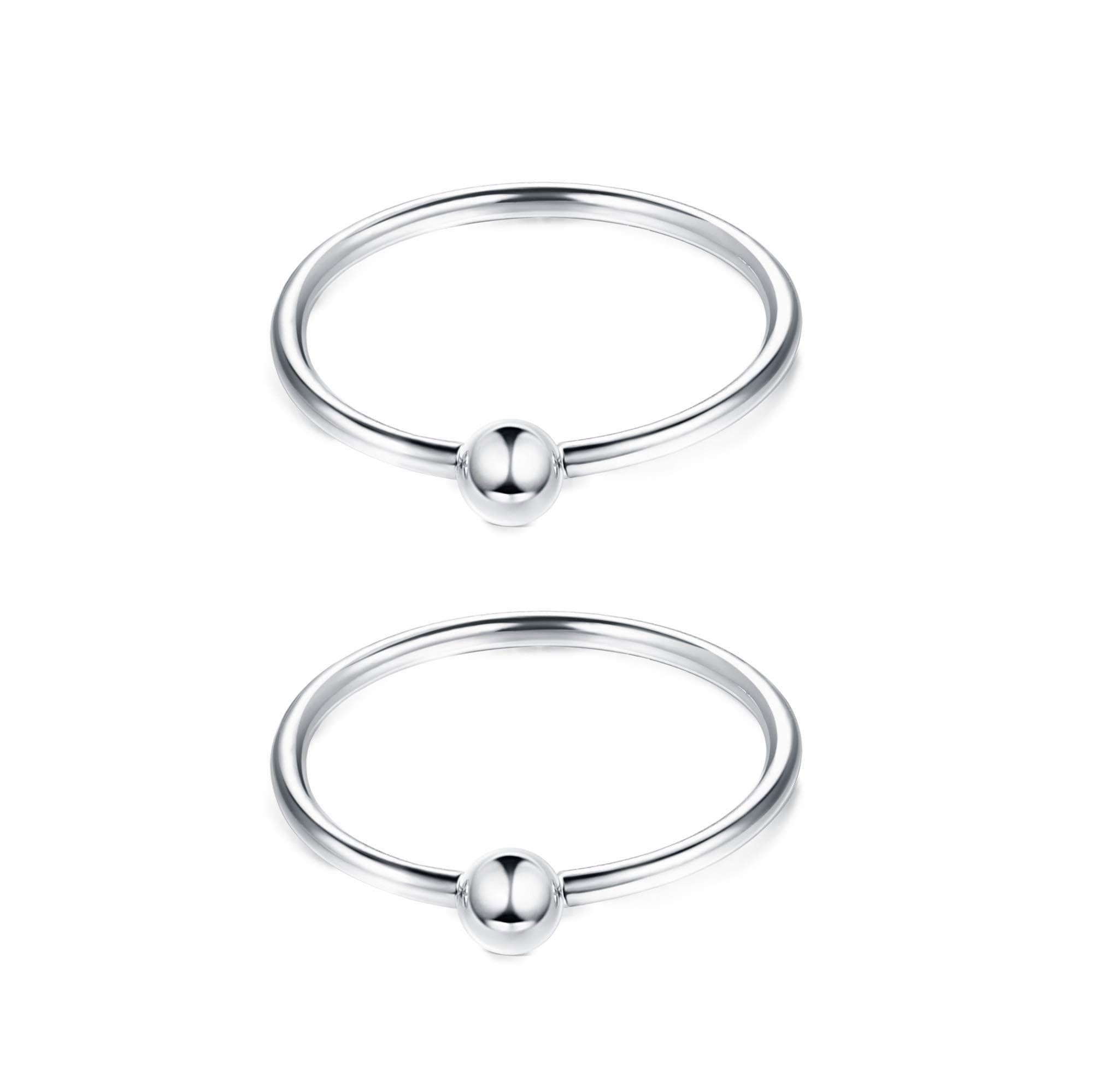 Sllaiss 0.6MM Small Bead Nose Rings Hoop for Women Men 925 Sterling Silver Hoop Cartilage Earrings Body Piercing