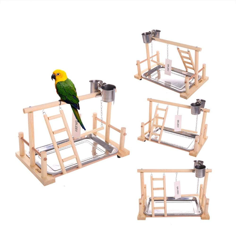 ANTOLE Parrots Playstand Bird Training Stand Playground Wood Perch Gym Stand Playpen Ladder with Toys Exercise Playgym for Conure Lovebirds Cockatiels, Conures, Parakeets, Finch