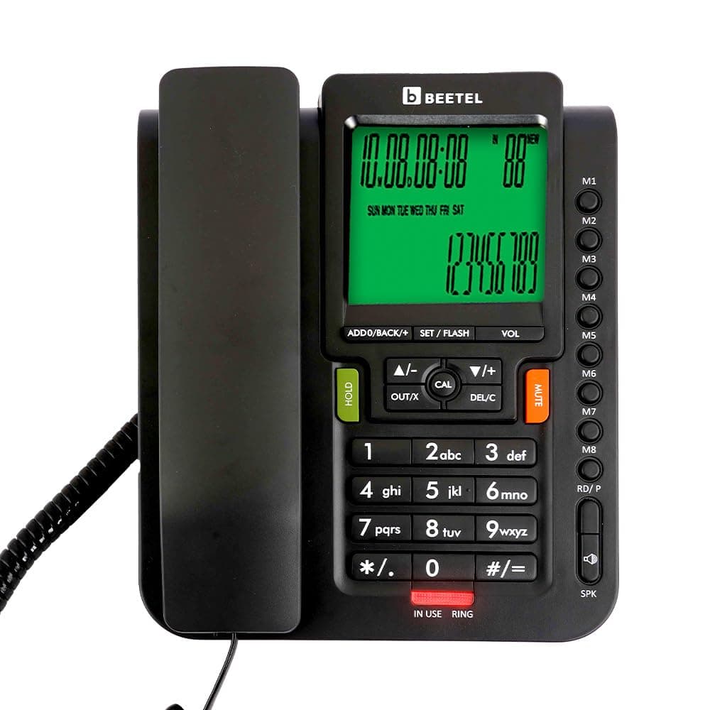 Beetel M71N Caller ID Corded Landline Phone,DTMF/FSK Compatible,16 Digit LCD,Two Way Speaker,Music On Hold,in-Use LED,8 One Touch Memories,30 Incoming/15 Outgoing Calls Memory,16 Ring Melodies(Black)