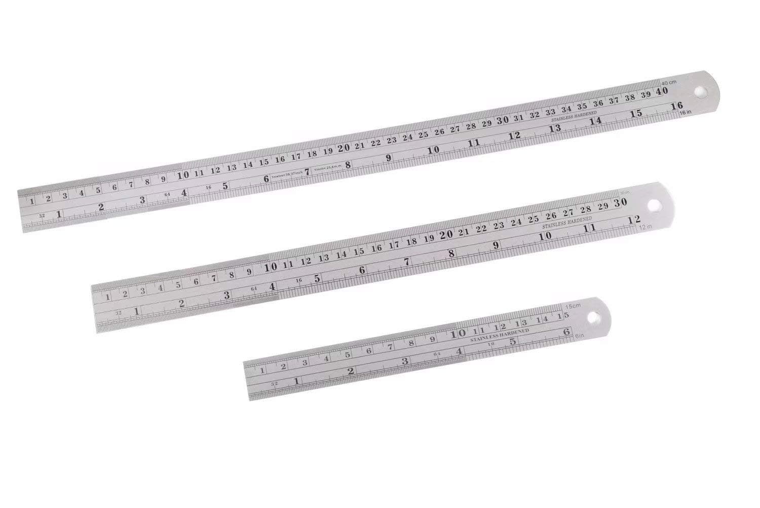 WINSHEA Stainless Steel Ruler Kit with Conversion Table, Metal Ruler Set Including 16 Inch, 12 Inch and 6 Inch Ruler
